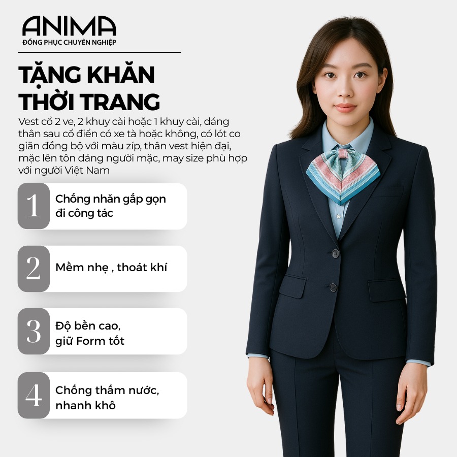SET VEST NỮ ANIMA KÈM KHĂN HOẠ TIẾT 